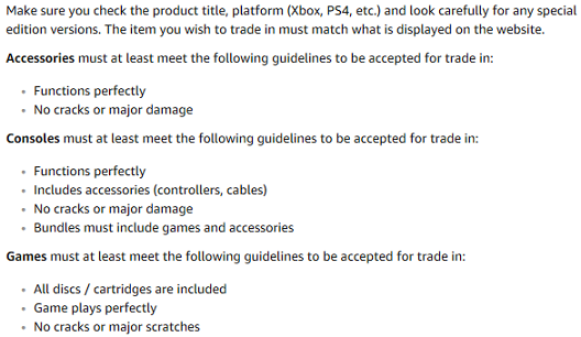 Amazon Trade-In Guidelines